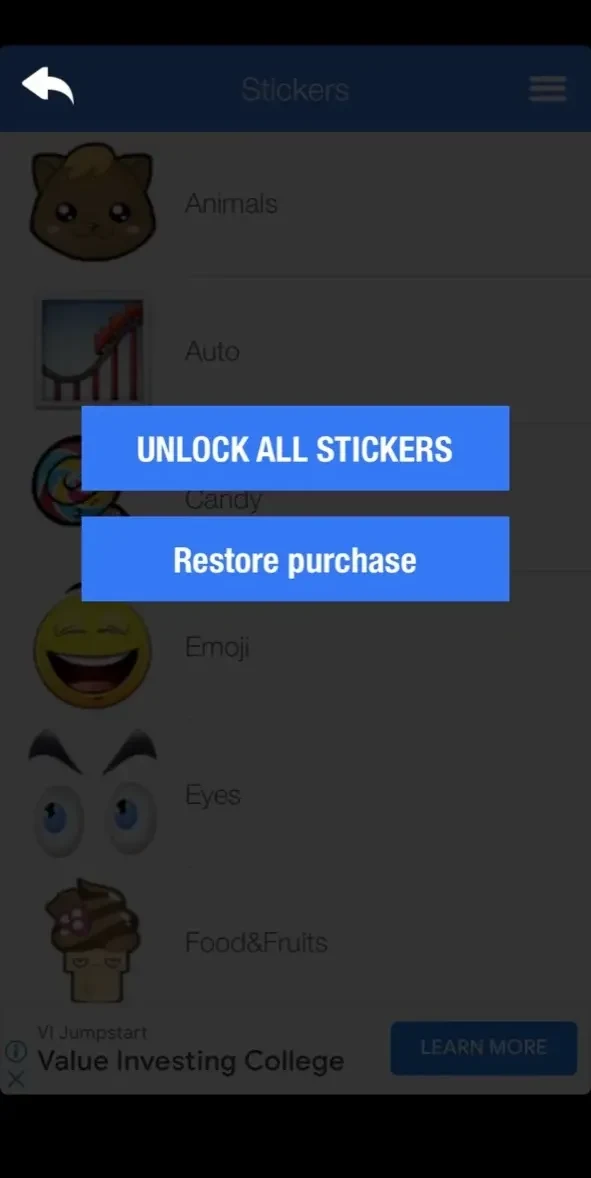 Stickers for WhatsApp paywall screen