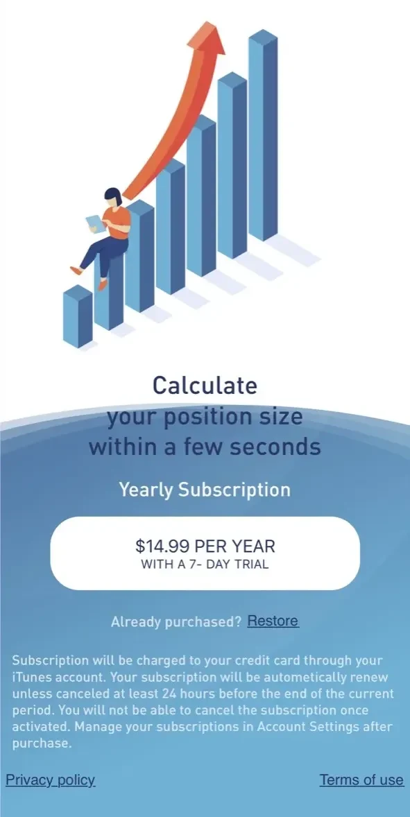 Stinu paywall screen