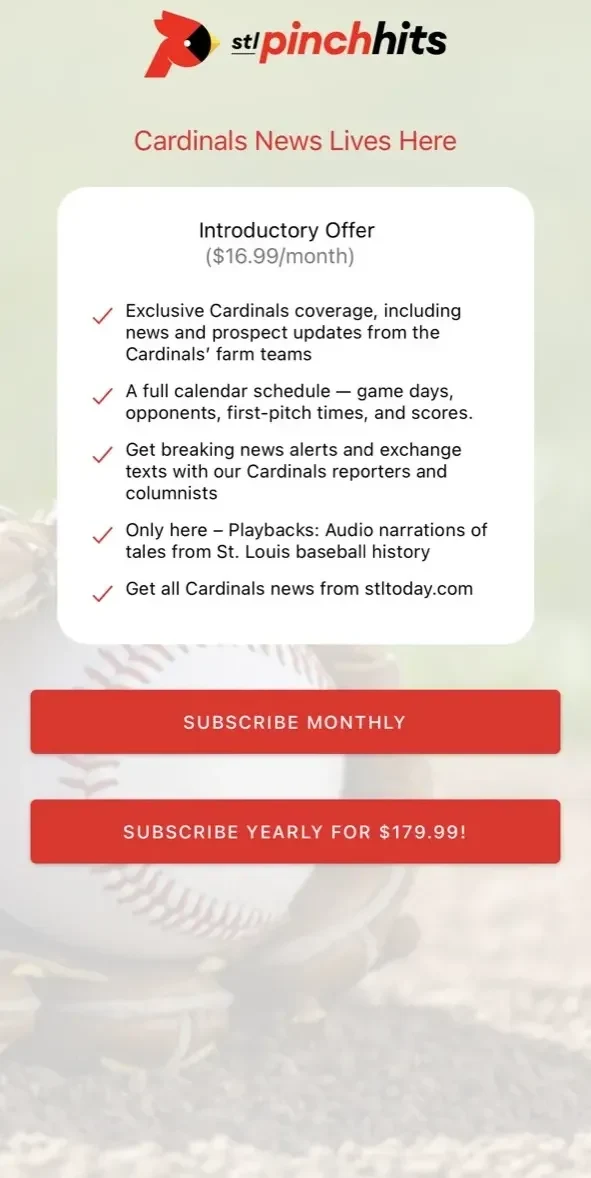 STL Pinch Hits paywall screen