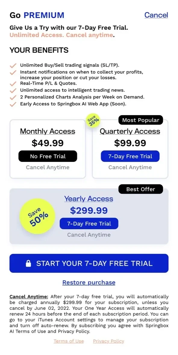 Stock Market AI paywall screen