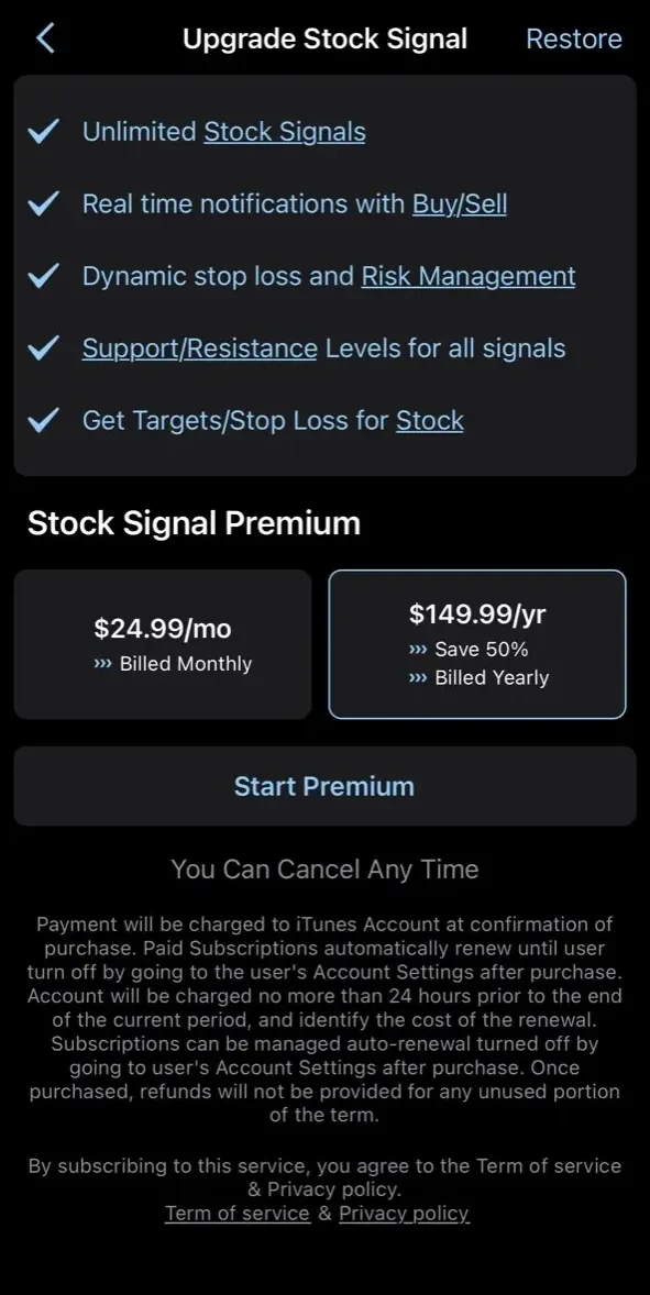 Stocks Advisor paywall screen