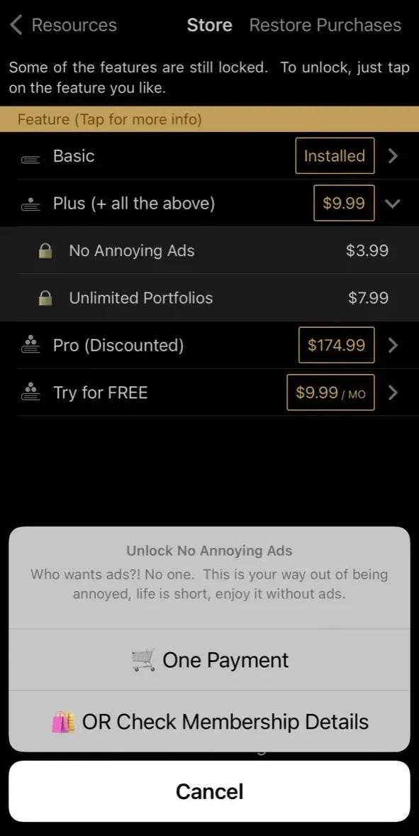 Stocks Live Best Stock Market paywall screen