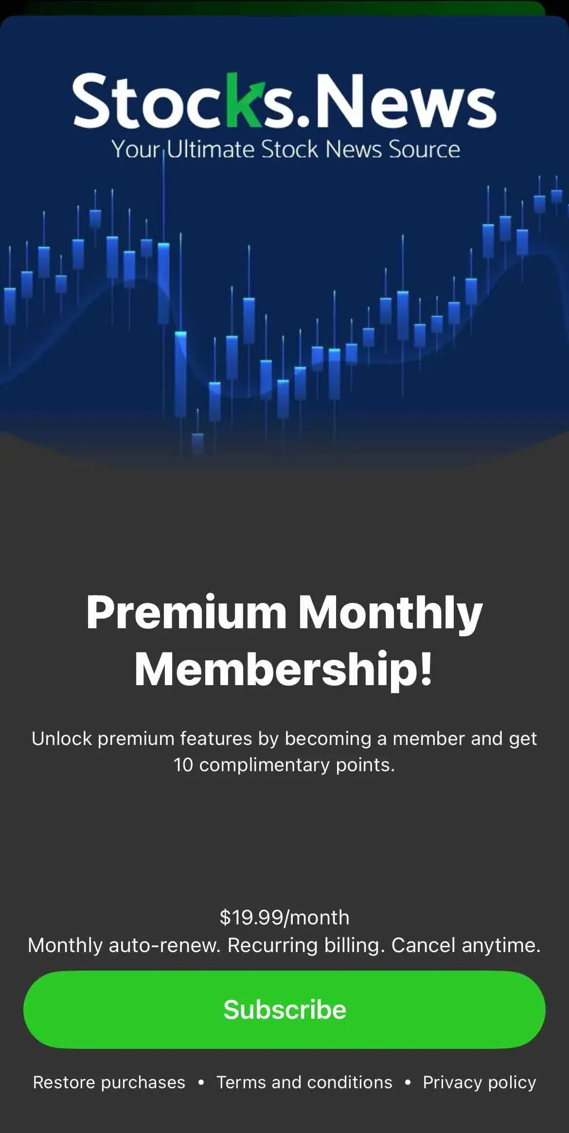Stocks.News paywall screen