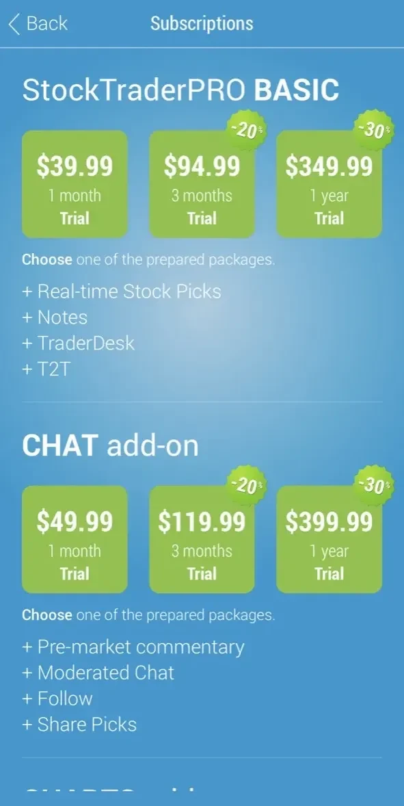StockTraderPro paywall screen