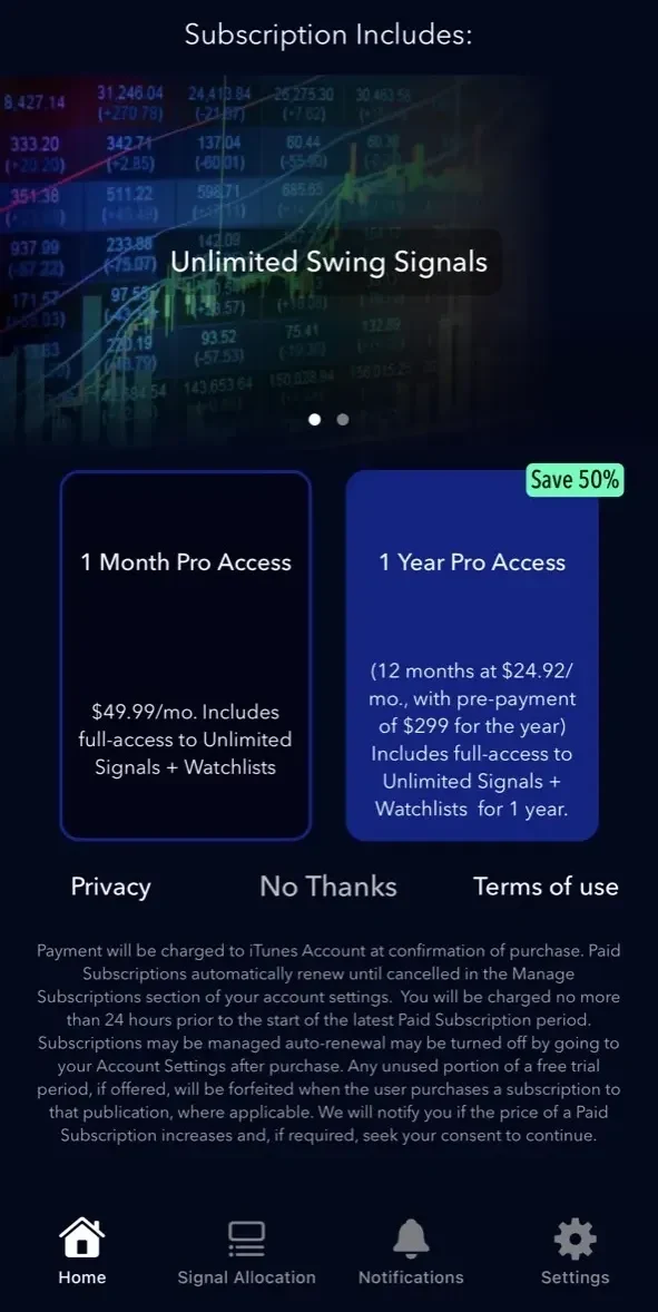 Stockvest paywall screen