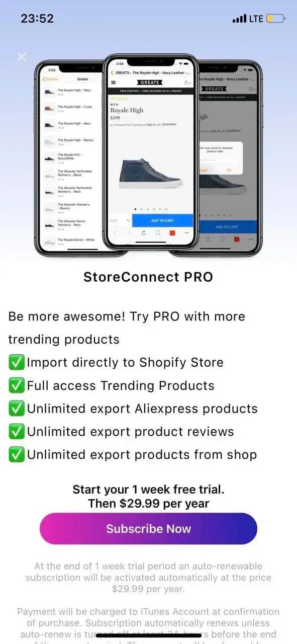 Store Connect paywall screen
