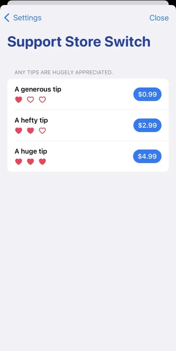 Store Switch paywall screen