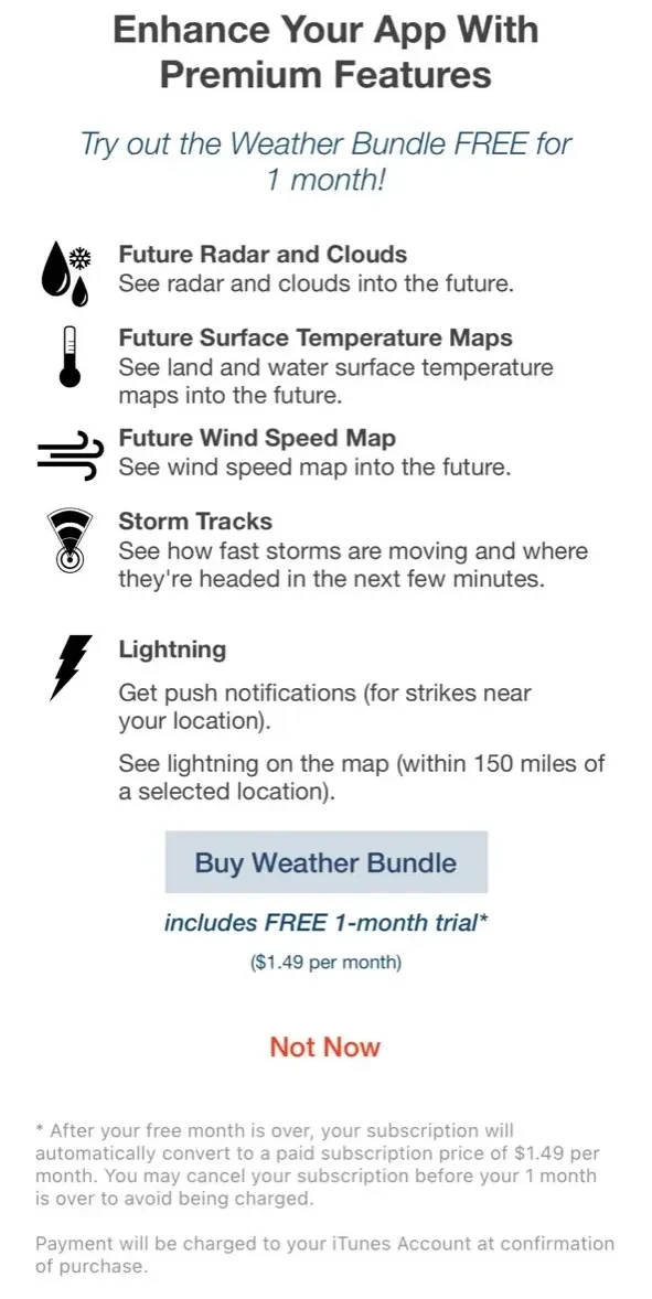 Storm Shield paywall screen