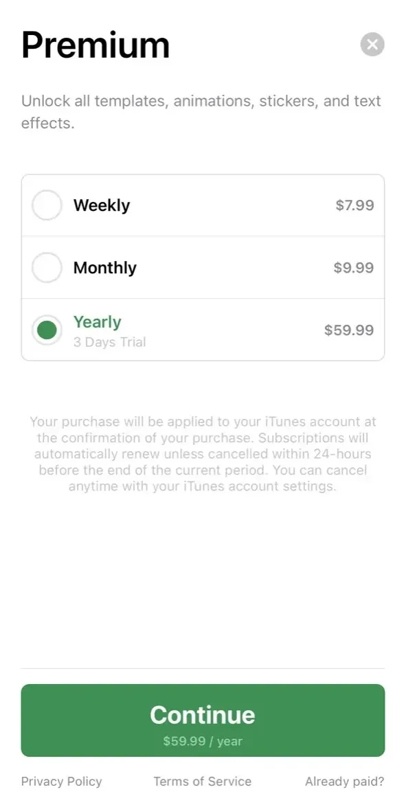 StoryLab paywall screen