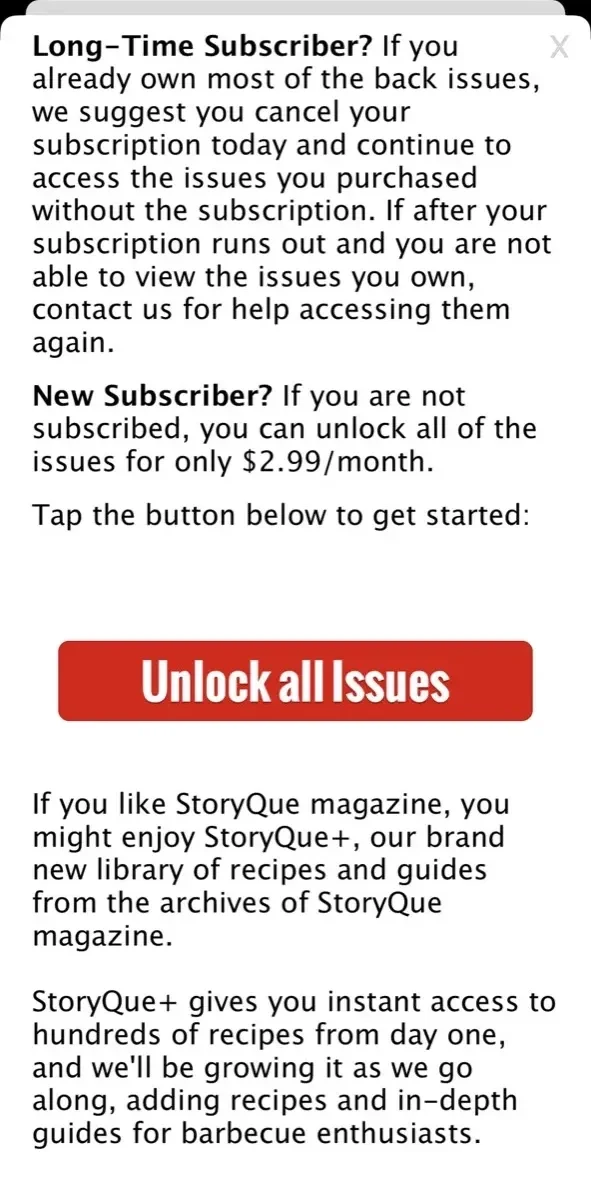 StoryQue paywall screen