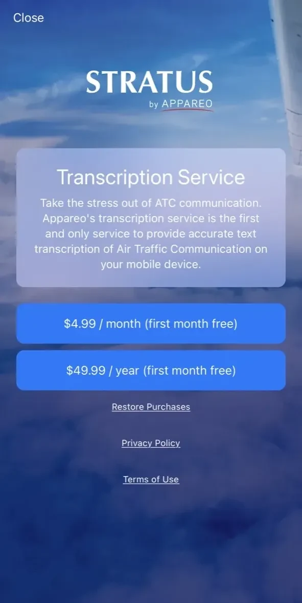 Stratus Horizon Pro paywall screen
