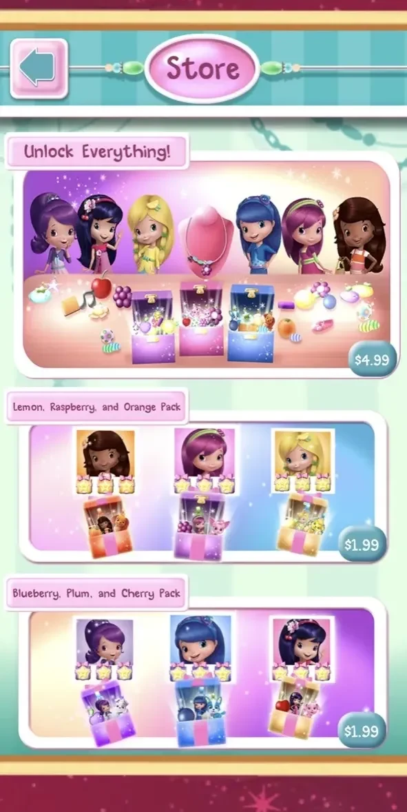 Strawberry Shortcake Lockets paywall screen