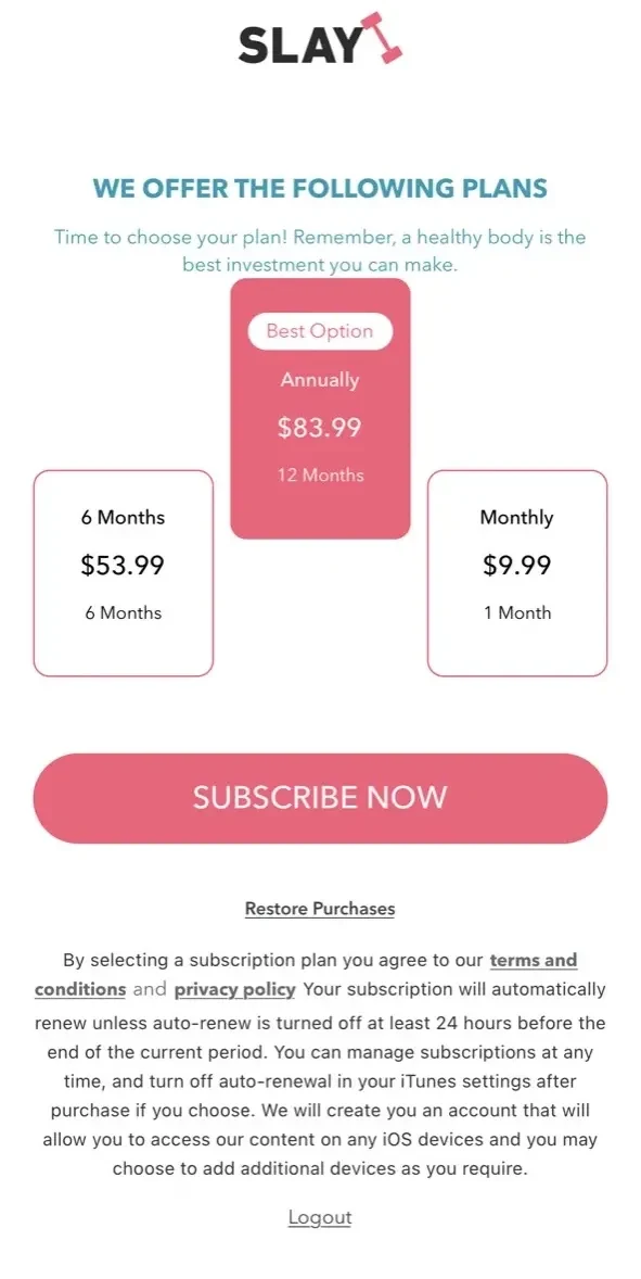 Strength paywall screen
