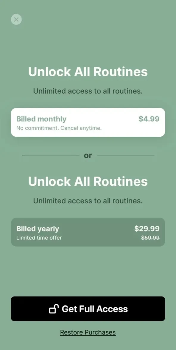 Stretching & Flexibility paywall screen