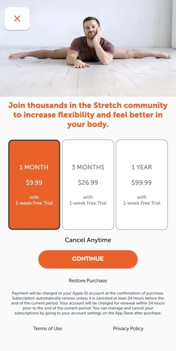 Stretch paywall screen