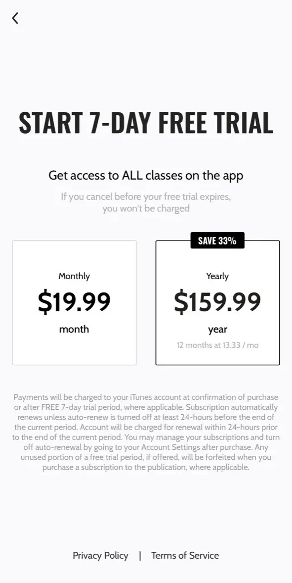 Stretching Mobility paywall screen