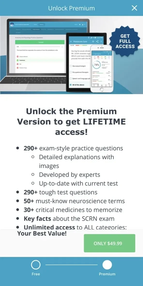 Stroke Certified RN Test Prep paywall screen