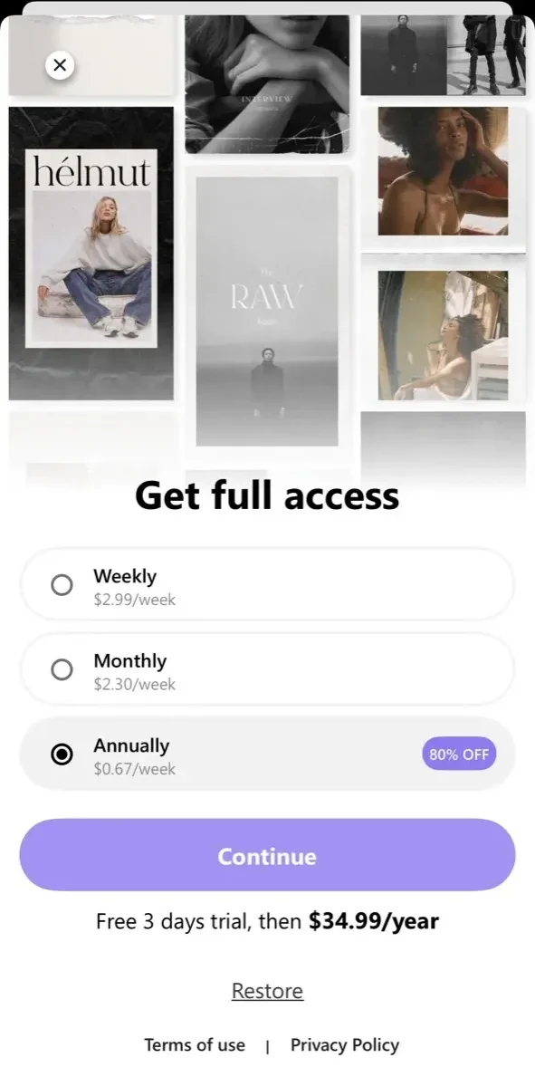 STRY paywall screen