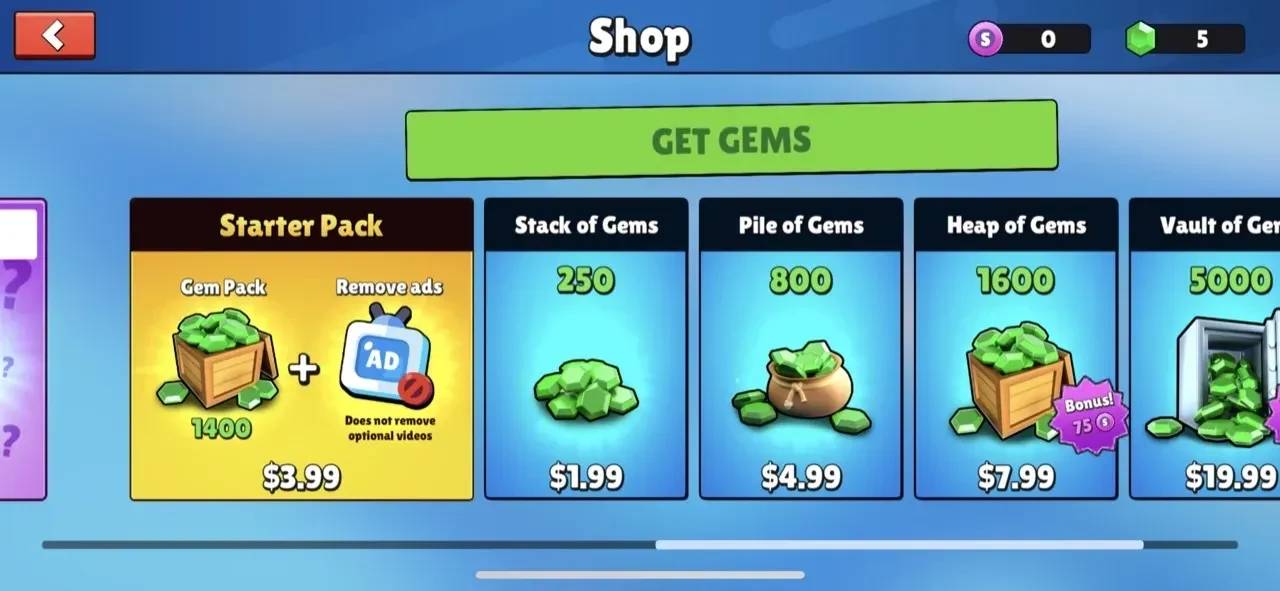 Stumble Guys paywall screen