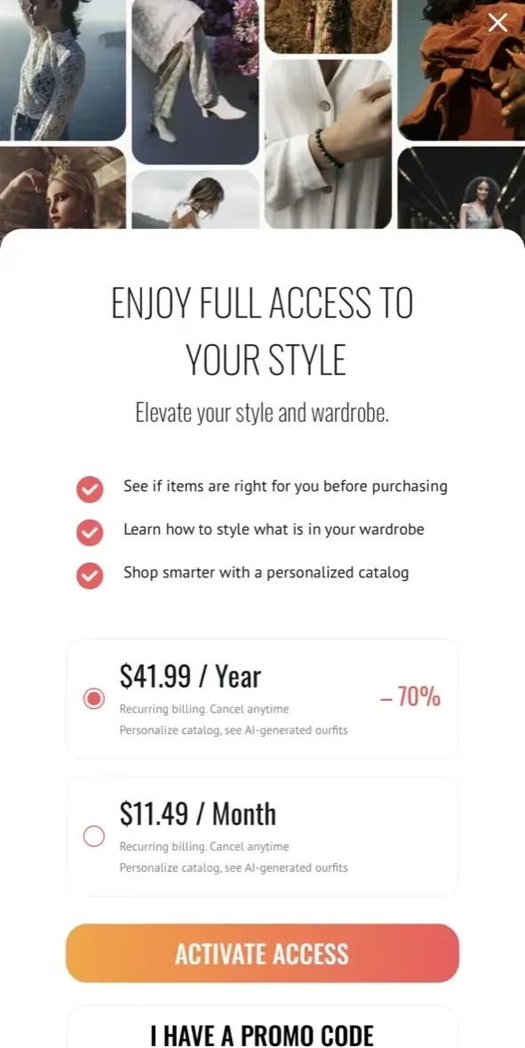 Style DNA paywall screen