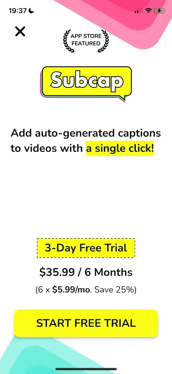 Subcap paywall screen