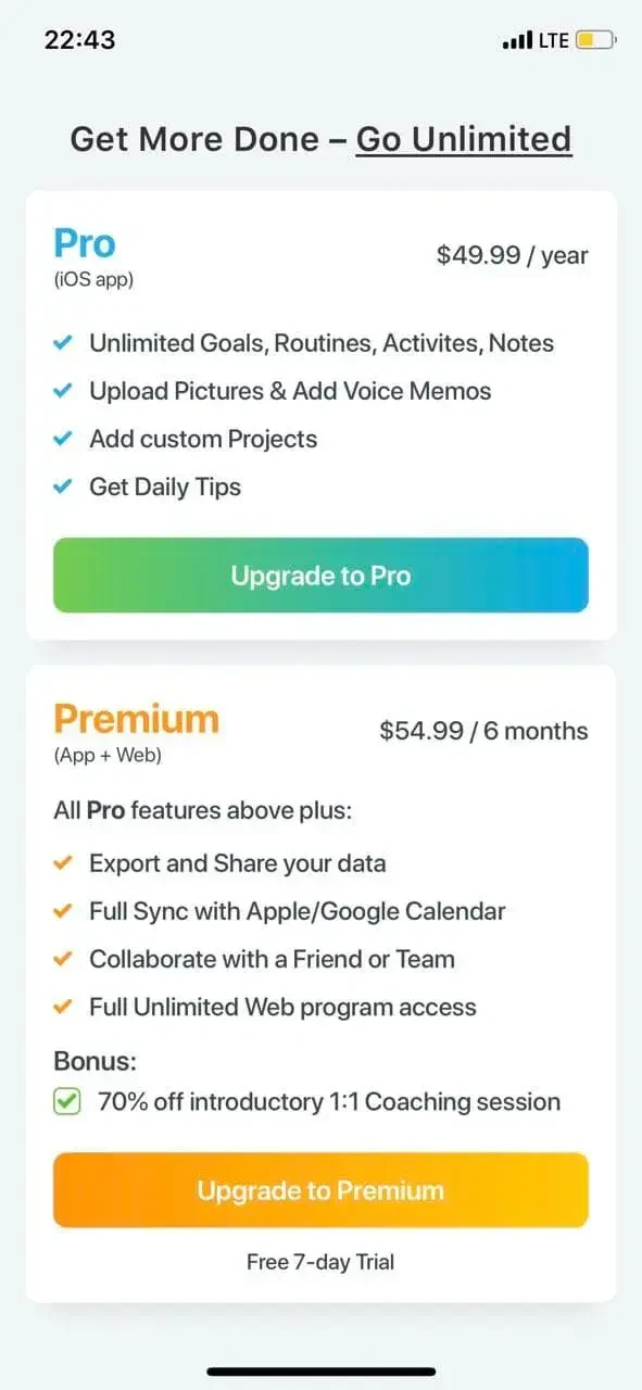 Success Life Coach Day Planner paywall screen