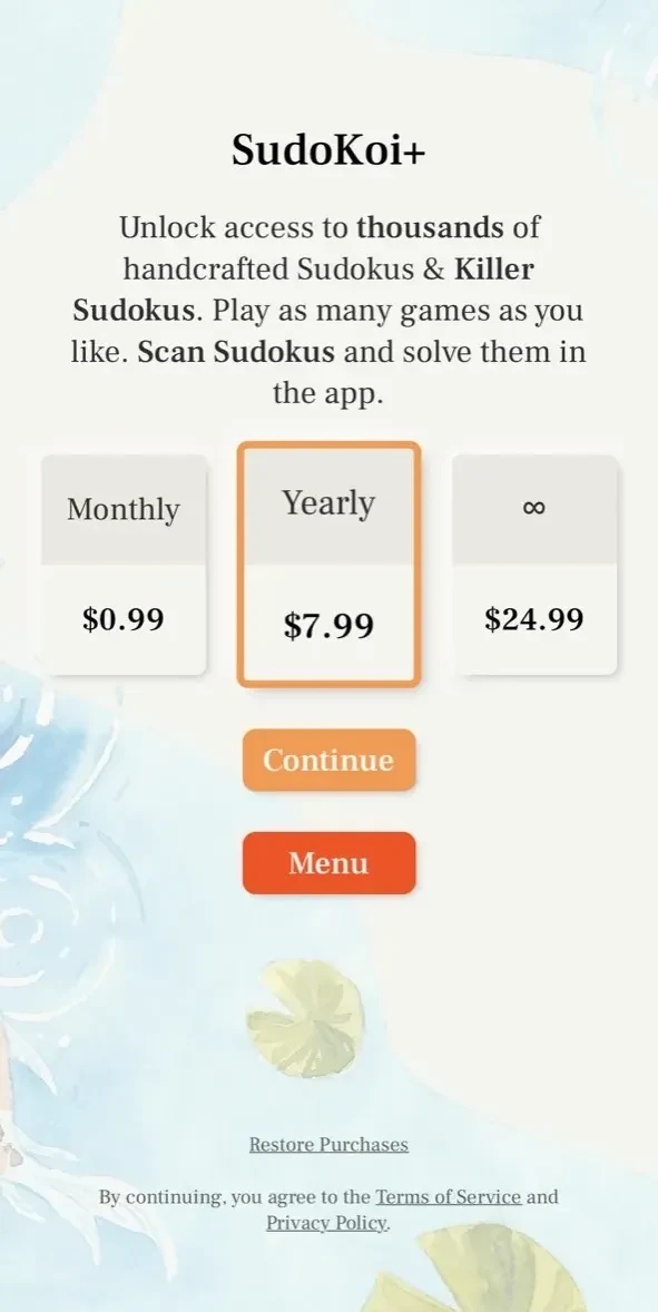 SudoKoi paywall screen