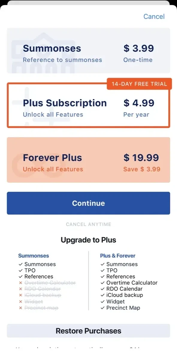 Summons Partner+ paywall screen