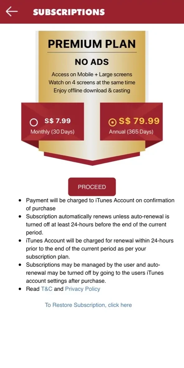 Sun NXT paywall screen