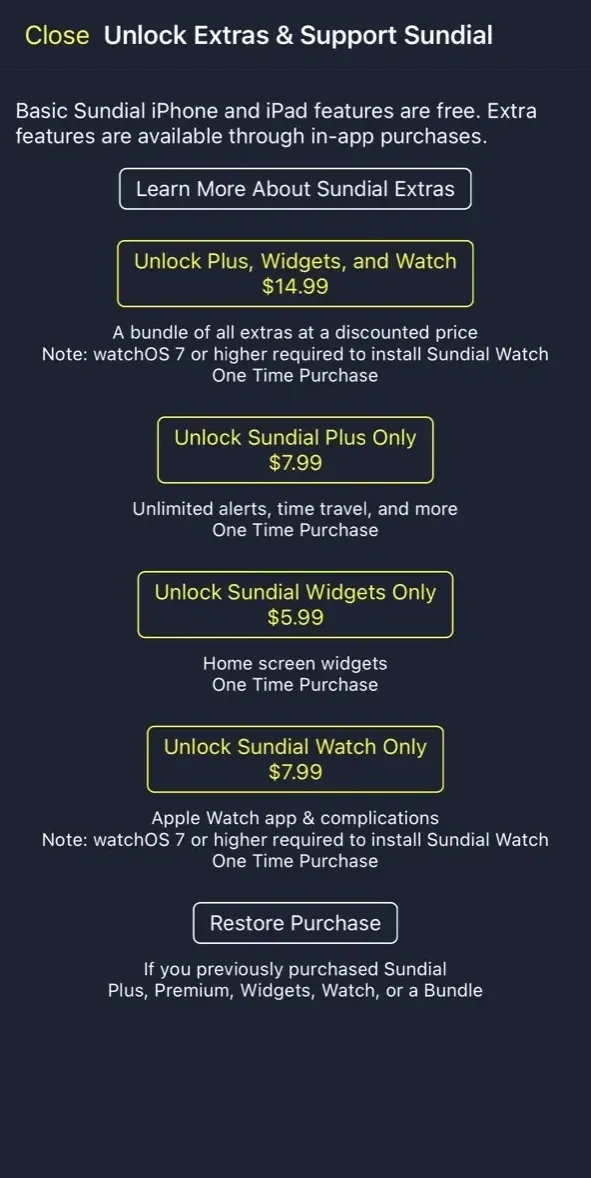 Sundial Solar paywall screen