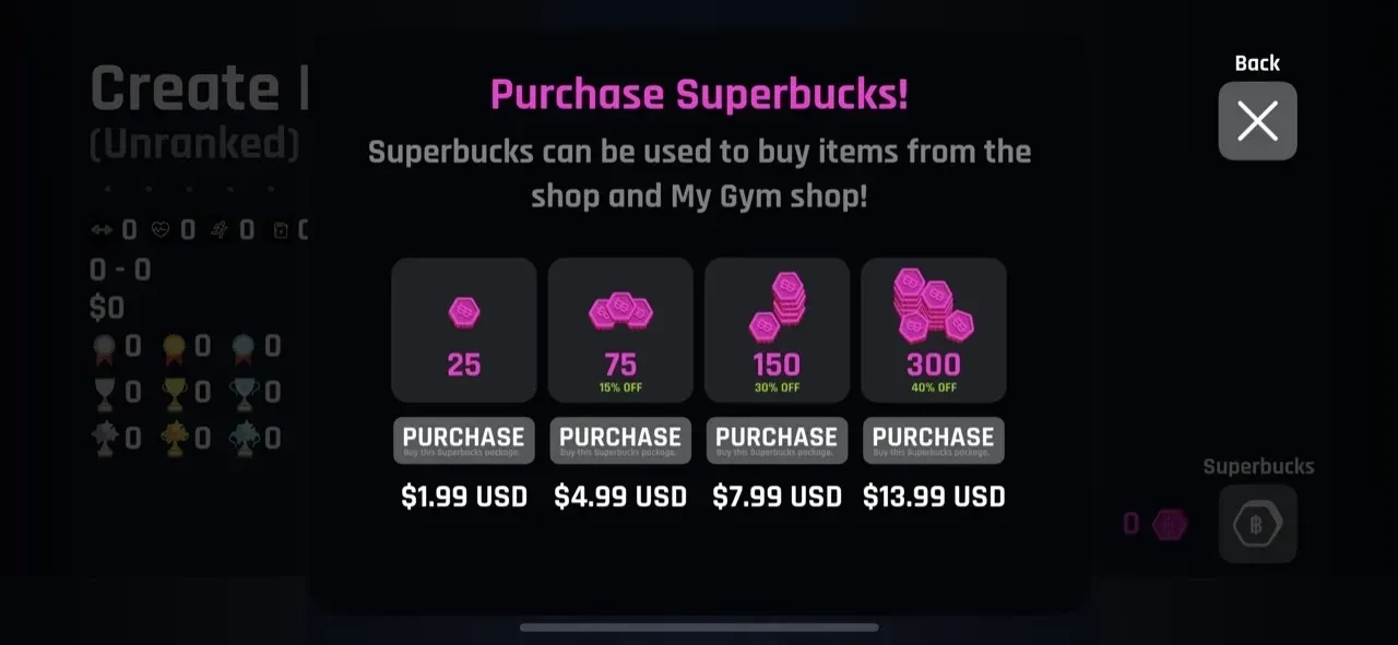 Super Boxing Championship paywall screen
