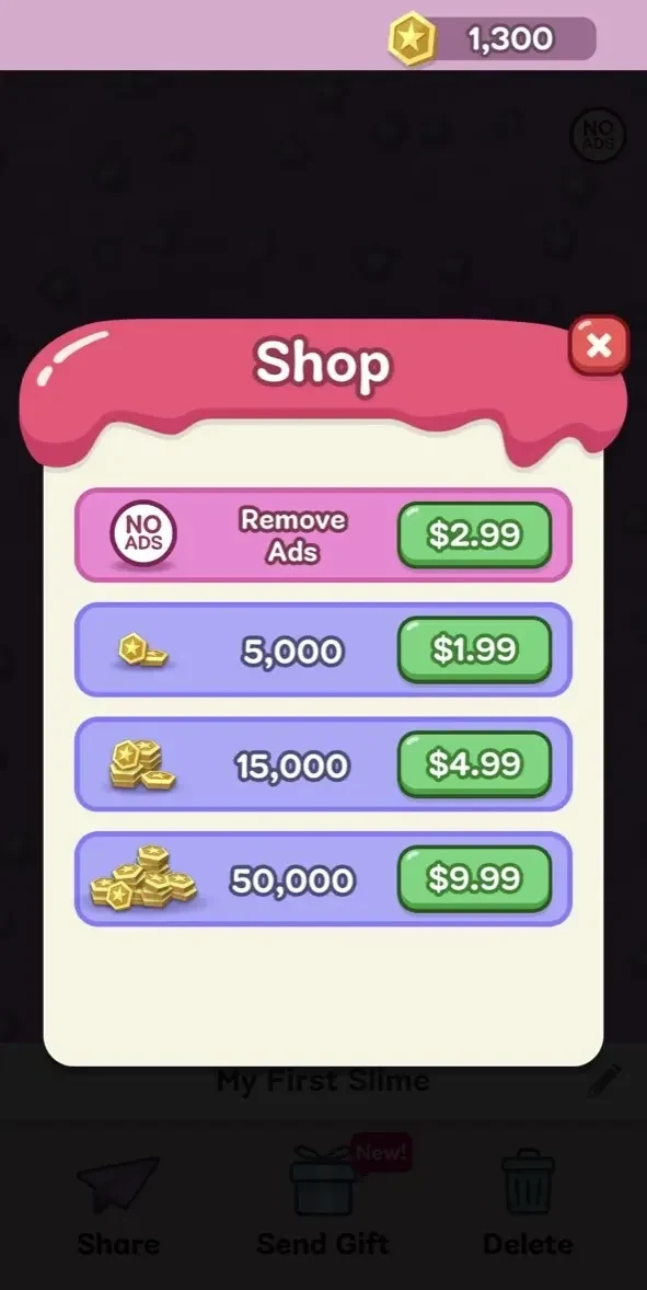 Super Slime Simulator paywall screen