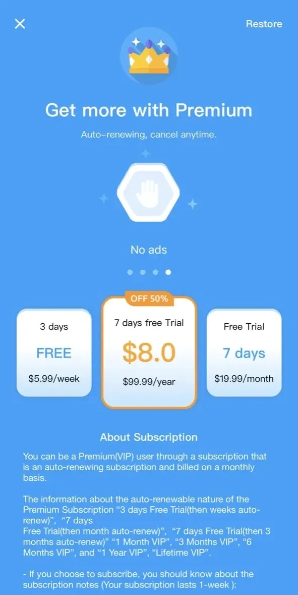 Super VPN paywall screen