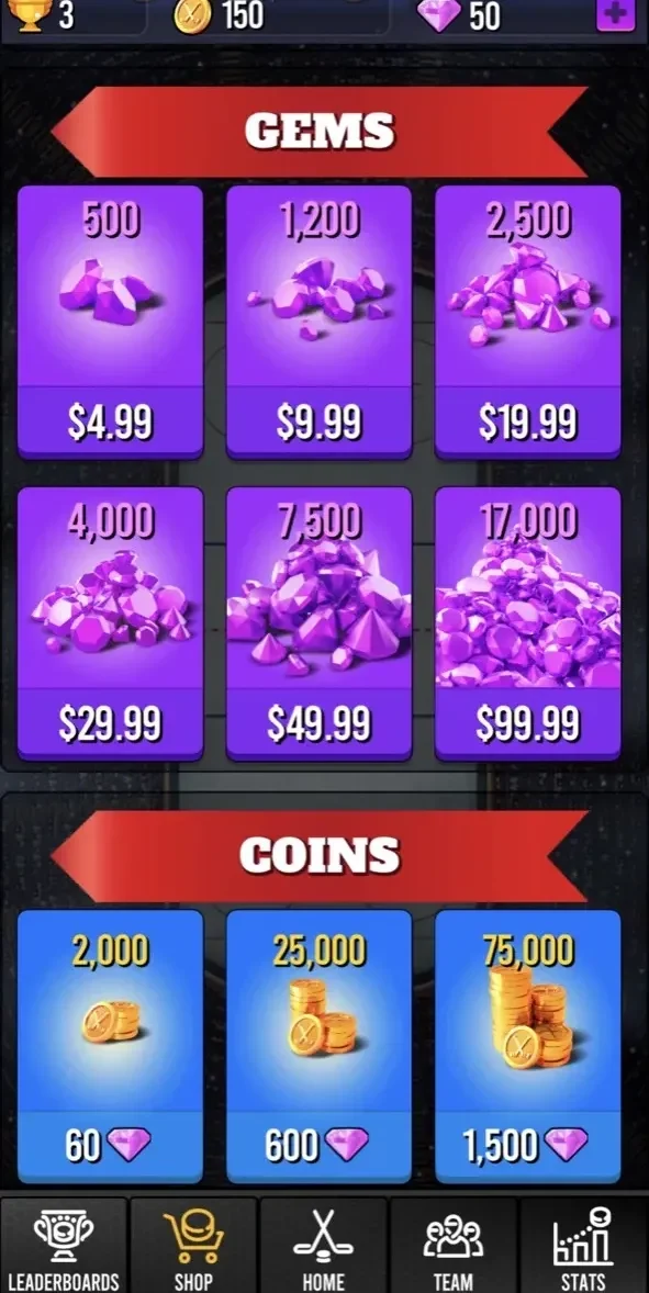 Superstar Hockey paywall screen