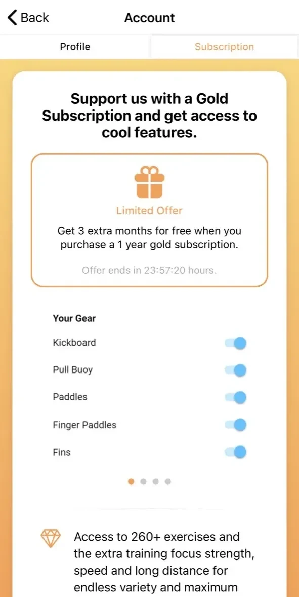 Swim Coach paywall screen