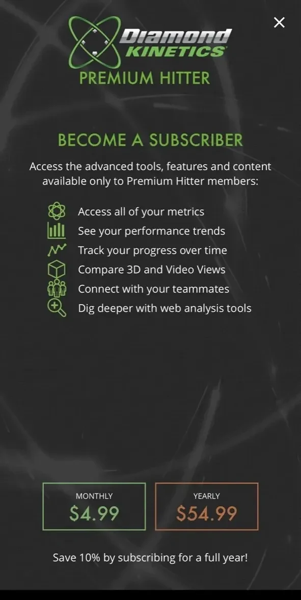 SwingTracker Softball paywall screen