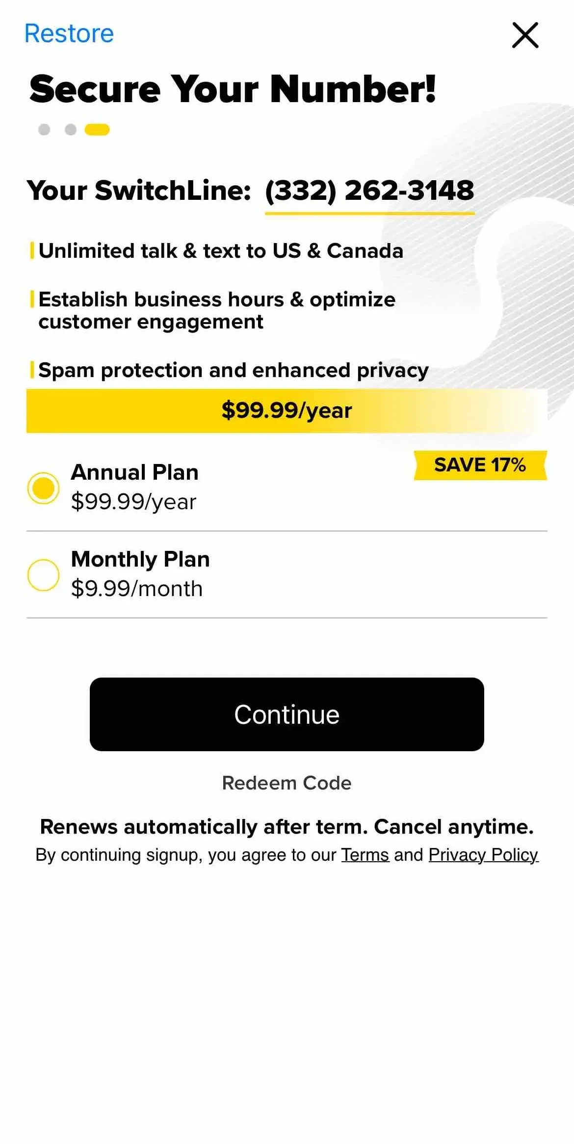 SwitchUp paywall screen