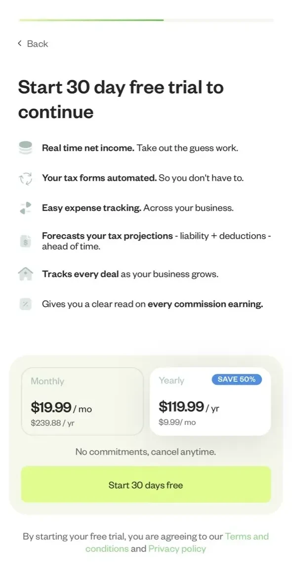 Symba paywall screen