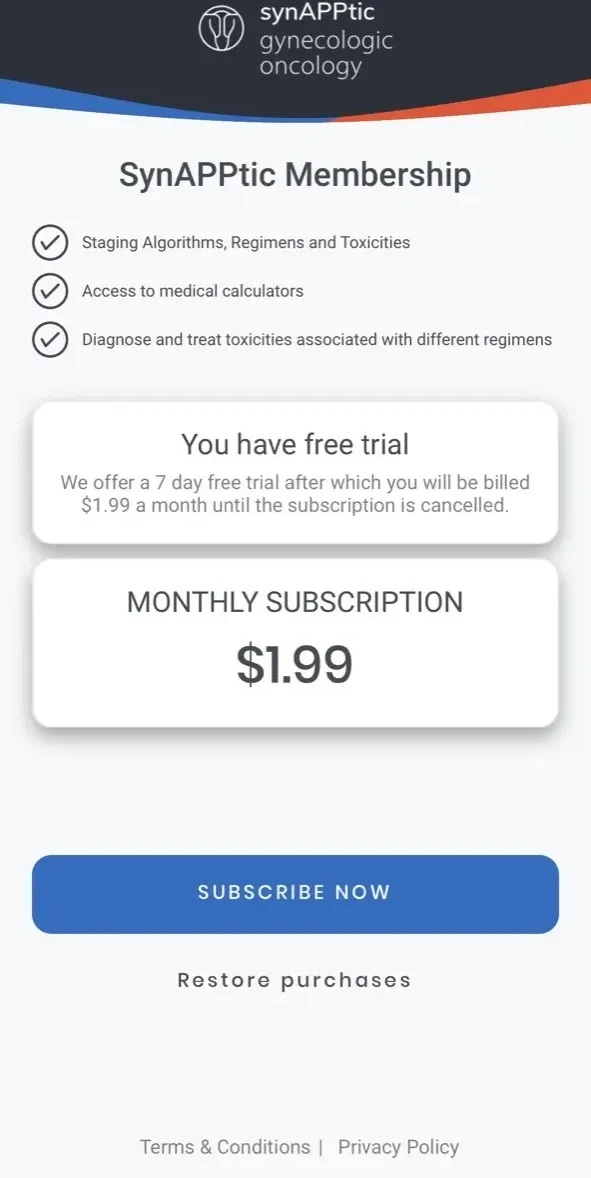 SynAPPtic Gynecologic Oncology paywall screen
