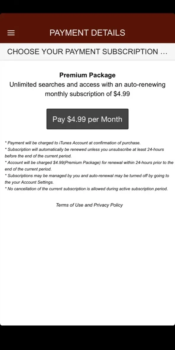 TackleFind paywall screen