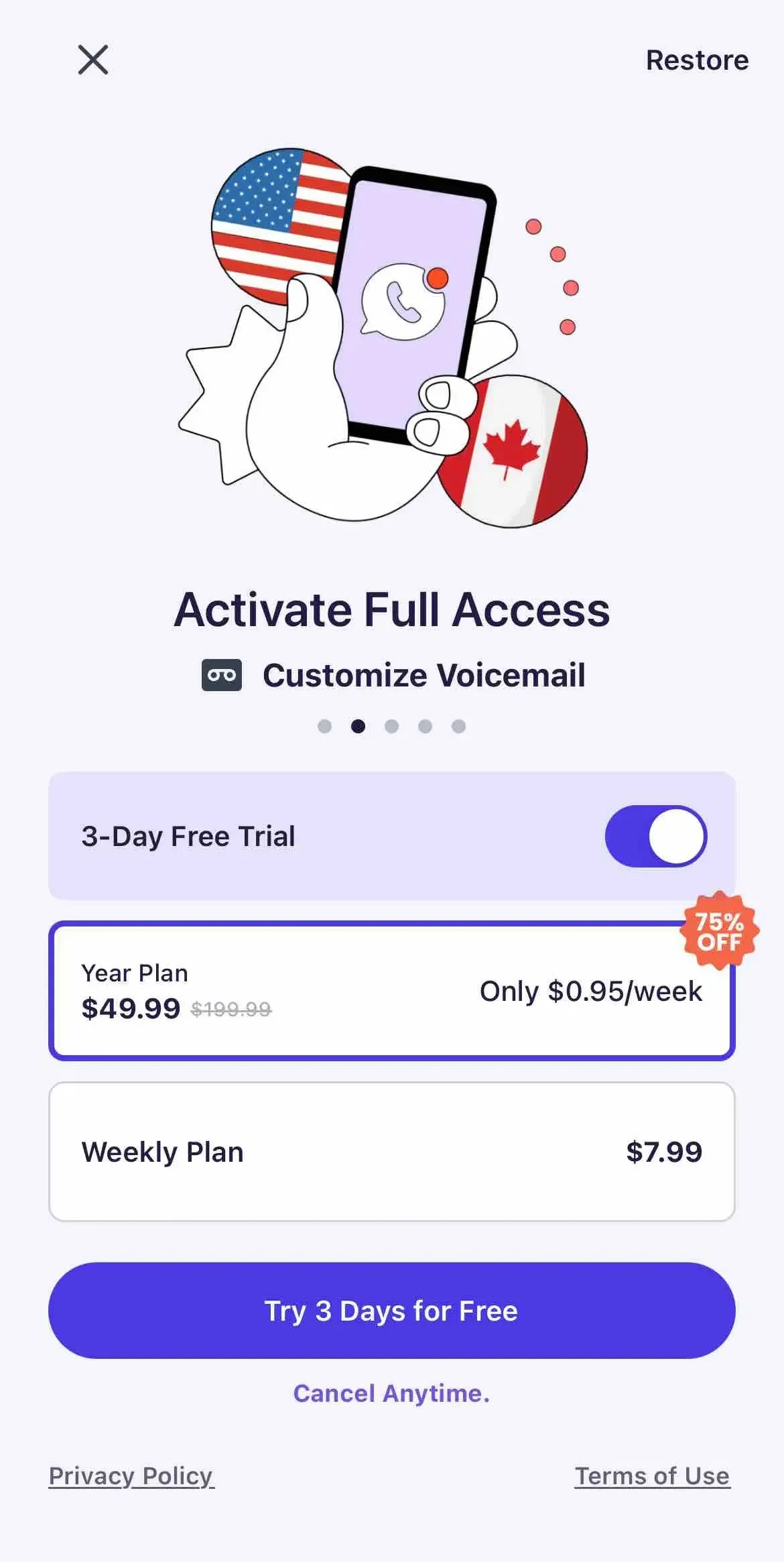 Talk Now paywall screen