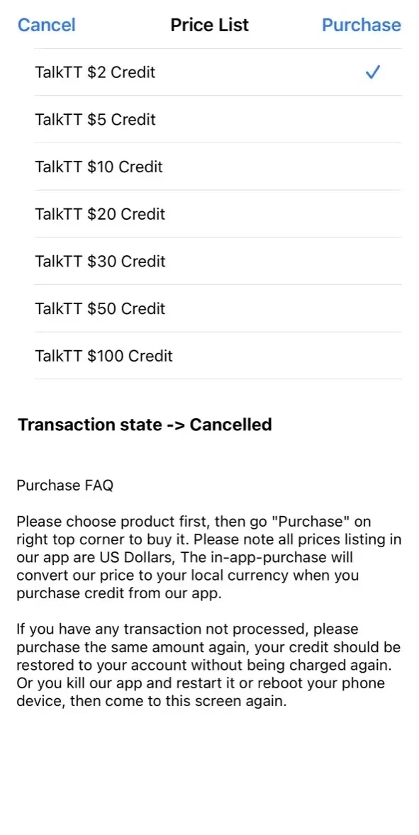 TalkTT-Call paywall screen