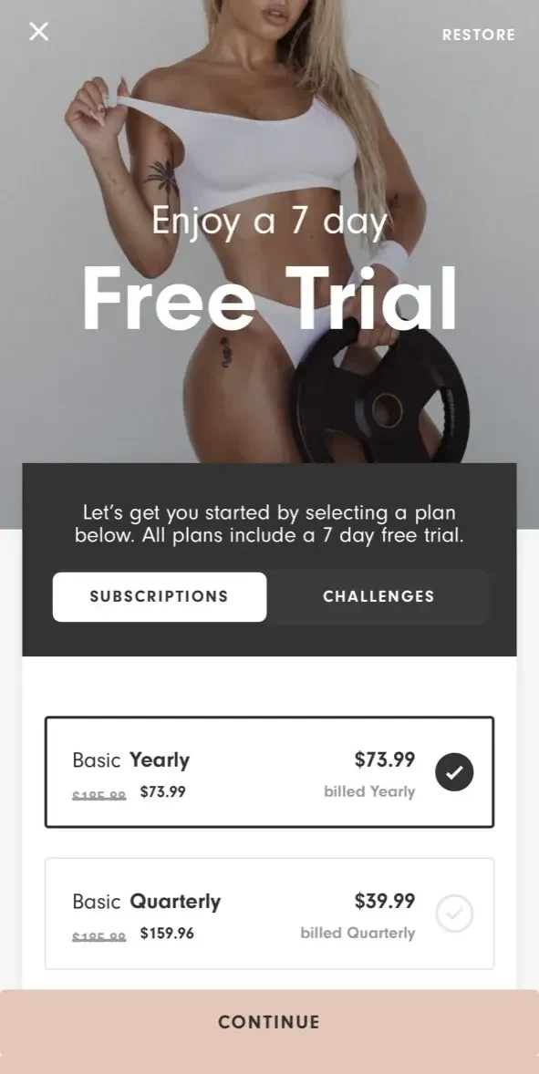 Tammy Fit paywall screen