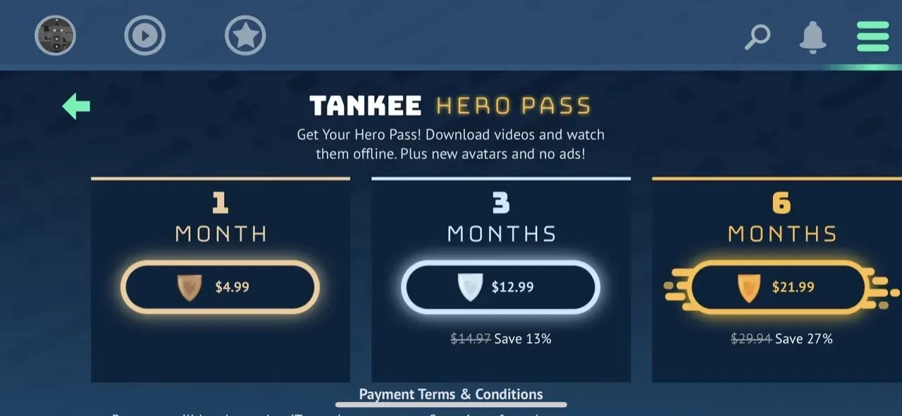 Tankee Gaming Videos paywall screen