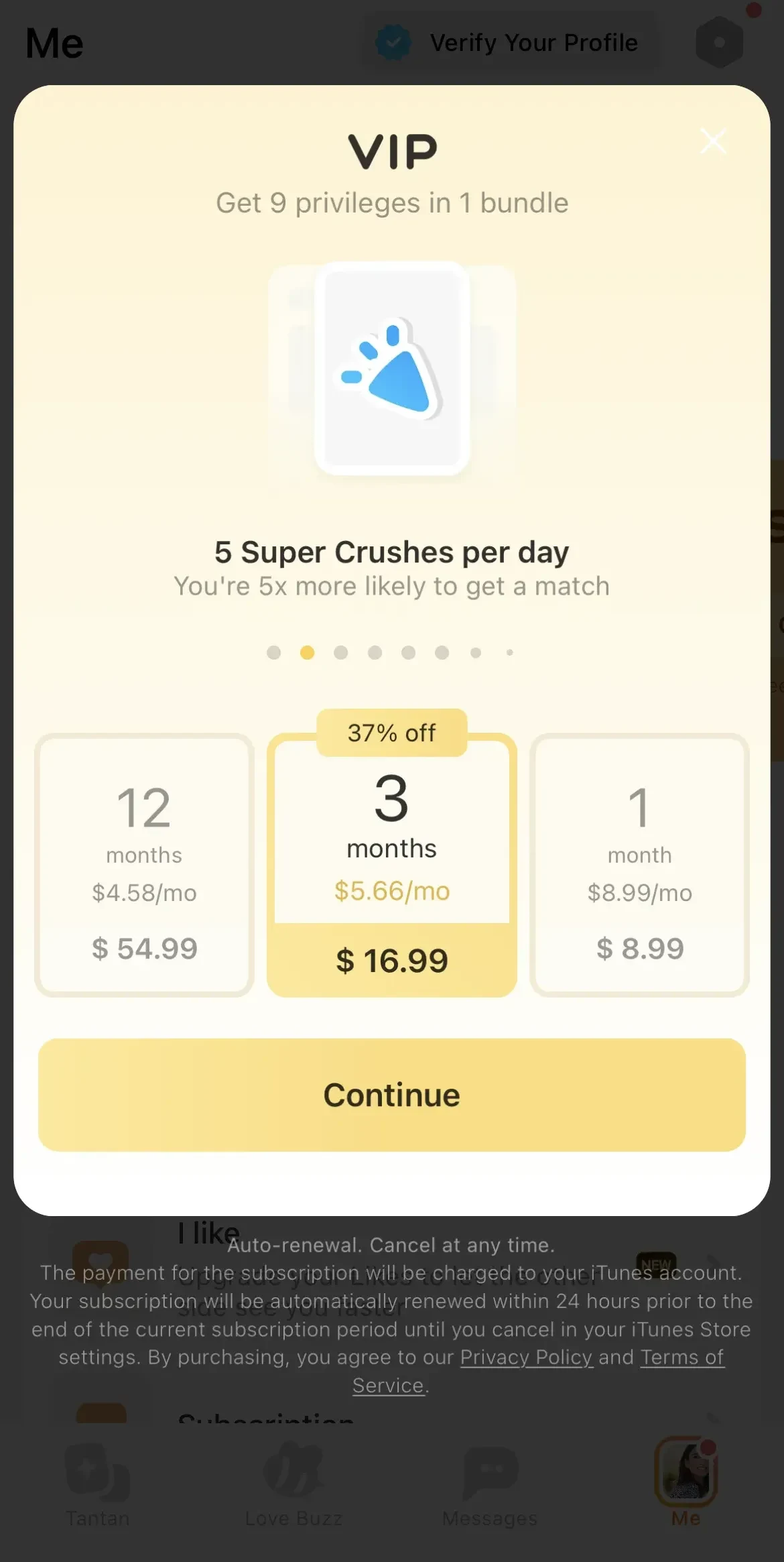TanTan paywall screen