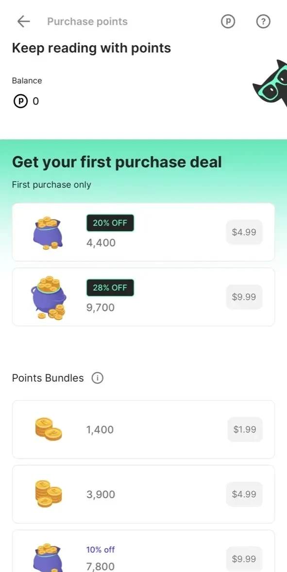 Tappytoon Comics paywall screen