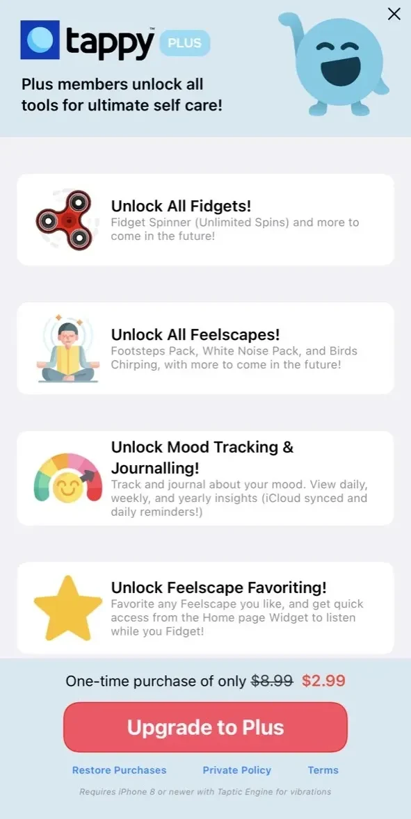 Tappy paywall screen