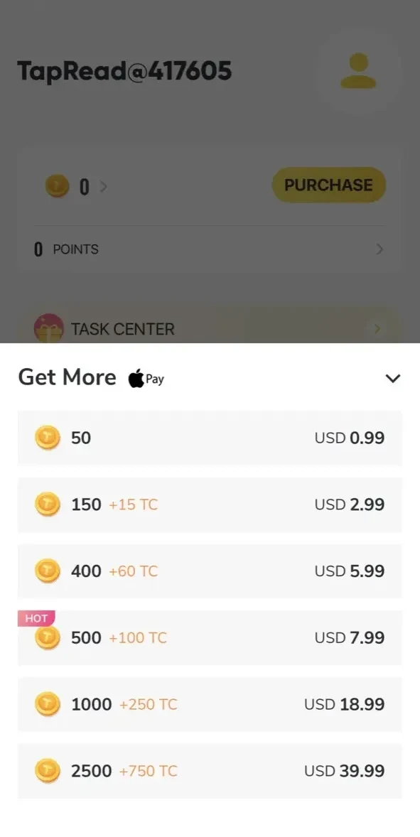 TapRead paywall screen