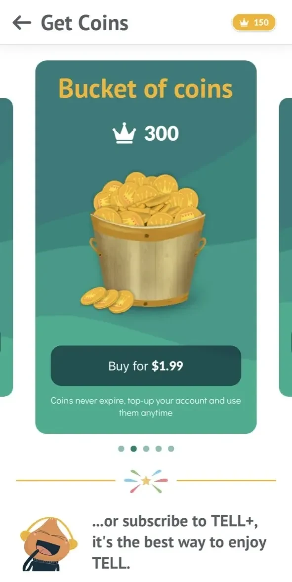 TELL paywall screen