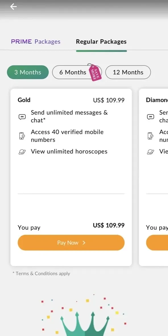 TeluguMatrimony paywall screen